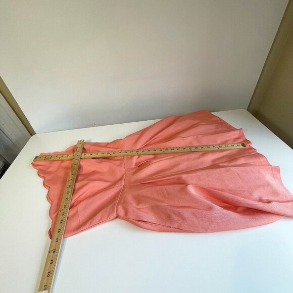 Weddington Way One Shoulder Scalloped A-Line Bridesmaid Dress Coral 8 Pocket - Picture 6 of 7